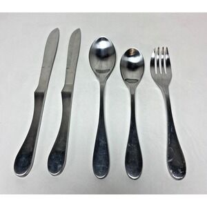 Knork Replacement Flatware (5 Piece) Matte Silver‎ Butter Fork Knives Soup Spoon